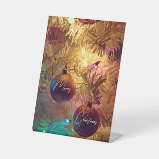 Two Christmas Tree Ornaments Pedestal Sign