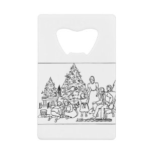 Two Christmas Trees on Christmas Credit Card Bottle Opener