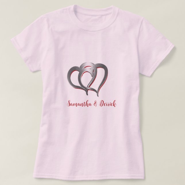 Two Chrome Hearts Personalized with Names T-Shirt (Design Front)