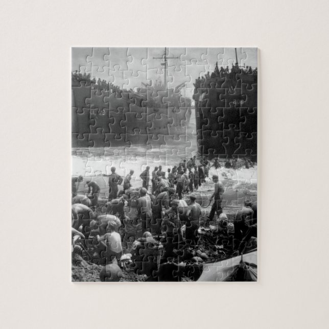 Two Coast Guard-manned LST's open_War Image Jigsaw Puzzle (Vertical)