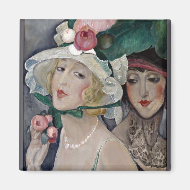 Two Cocottes with Hats Magnet (Front)