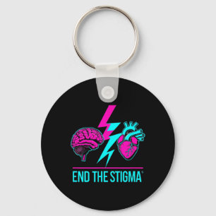 Two-colour Brain And Heart Mental Health Awareness Keychain