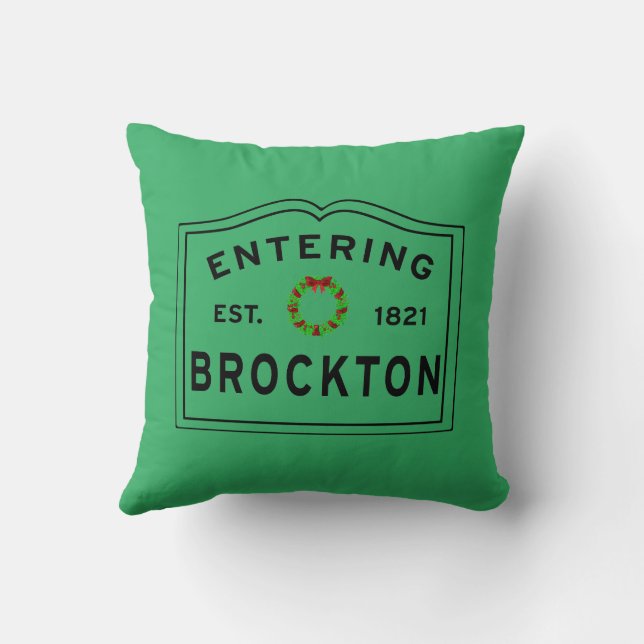 Two Colour, Brockton, MA Holiday Wreath Throw Pillow (Back)