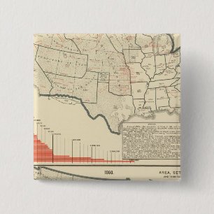 Two colour lithographed maps of United States 2 Inch Square Button