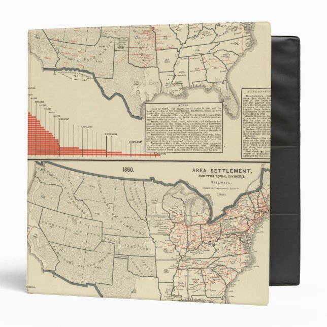 Two colour lithographed maps of United States Binder (Front/Inside)