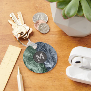 Two colour marble monogram - Pick your colours Keychain