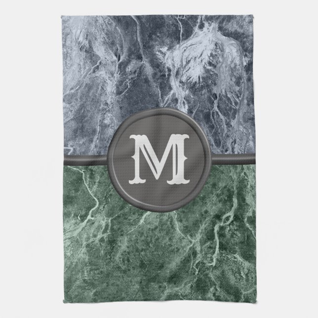 Two colour marble monogram - Pick your colours Kitchen Towel (Vertical)