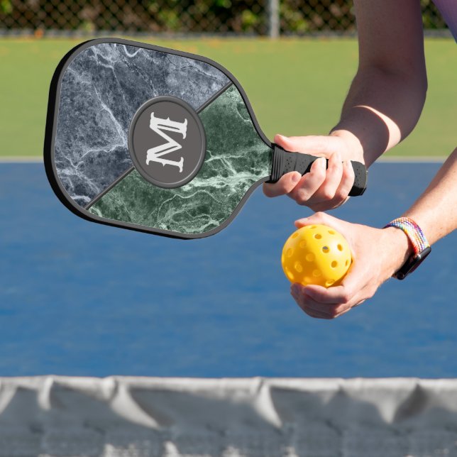 Two colour marble monogram - Pick your colours Pickleball Paddle (Insitu)