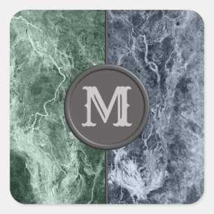 Two colour marble monogram - Pick your colours Square Sticker