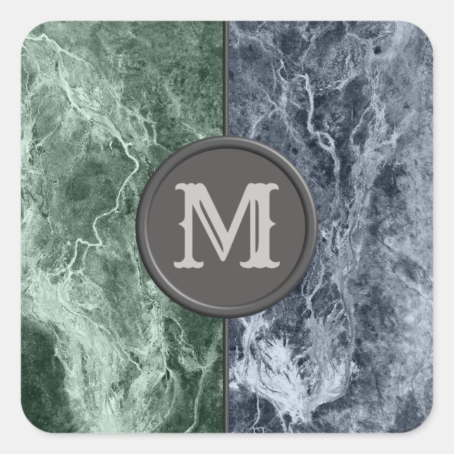 Two colour marble monogram - Pick your colours Square Sticker (Front)