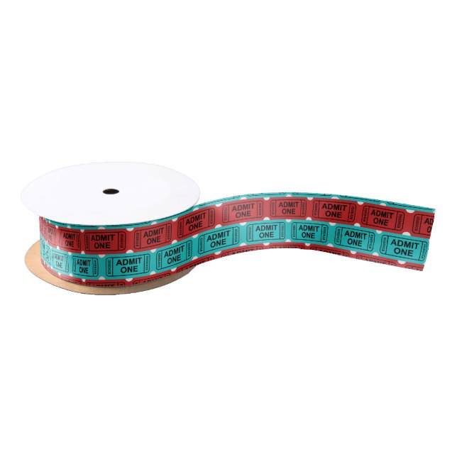 Two colour movie ticket pattern party ribbon satin ribbon (Spool)