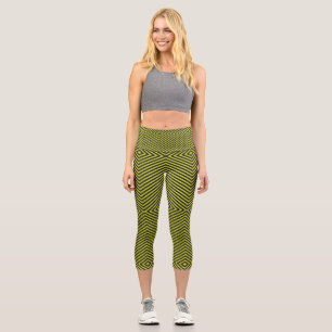 Two Colour Striped Capri Leggings
