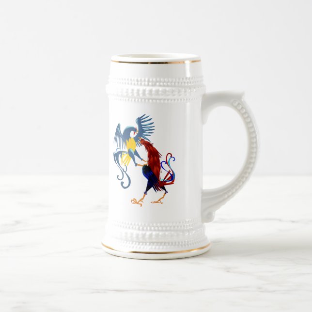 Two Colourful Fighting Roosters Mugs (Right)