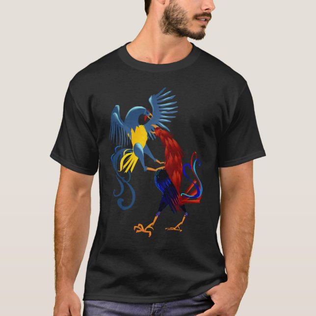 Two Colourful Fighting Roosters Shirt (Front)