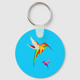 Two Colourful Flying Hummingbirds Keychain