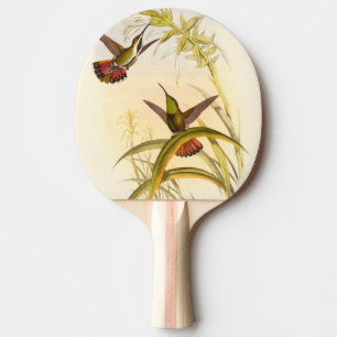Two Colourful Hummingbirds Aiming for Same Flower Ping Pong Paddle