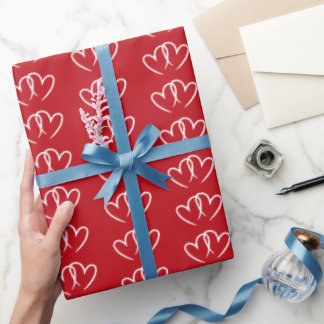 Two connected hearts wrapping paper
