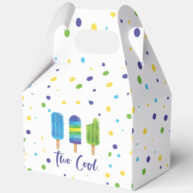 Two Cool 2nd Birthday blue green Favor Box (Front)