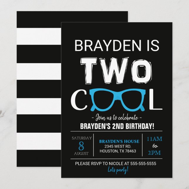 Two Cool 2nd Birthday Invitation (Front/Back)