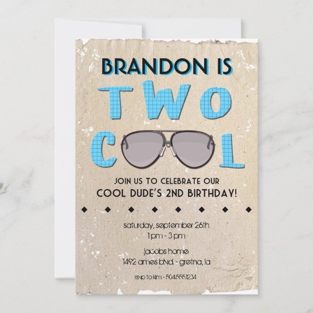Two Cool 2nd Birthday Invitations (Front)