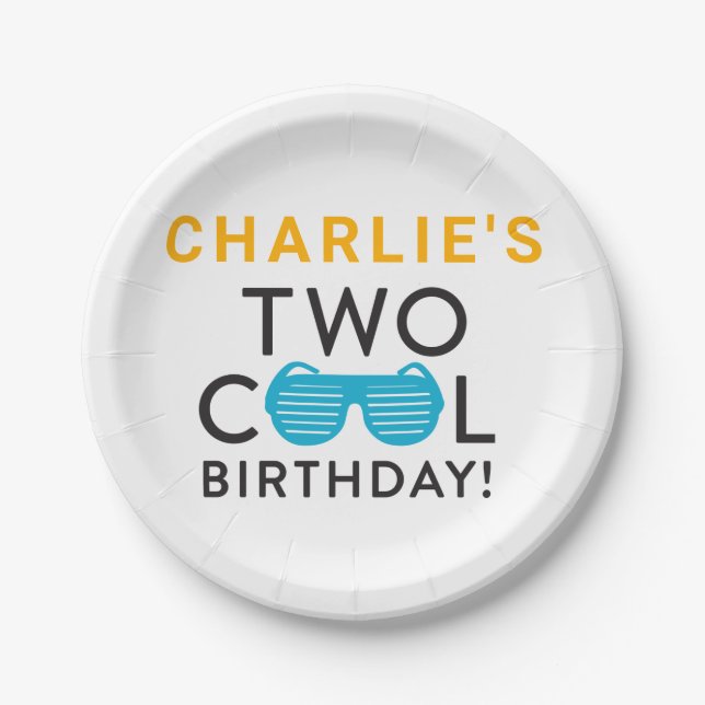 Two Cool 2nd Birthday Party Plates (Front)