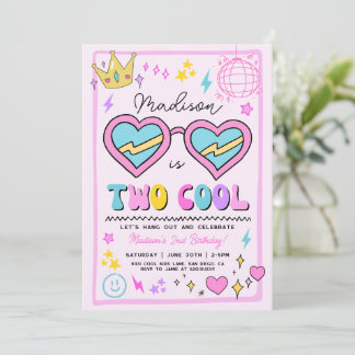Two Cool 2nd Birthday Sunglasses Party Invitation