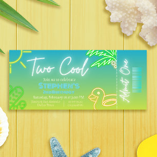 Two Cool 2nd Birthday Ticket Invitation