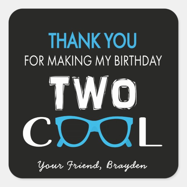 Two Cool Birthday Thank You Stickers (Front)