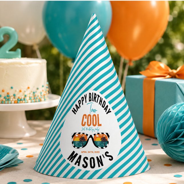 Two Cool Boy 2nd Birthday Party Hat (Two Cool Boy 2nd Birthday Party Hat)