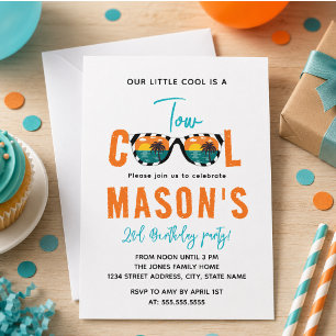 Two Cool Boy 2nd Birthday Party Invitation