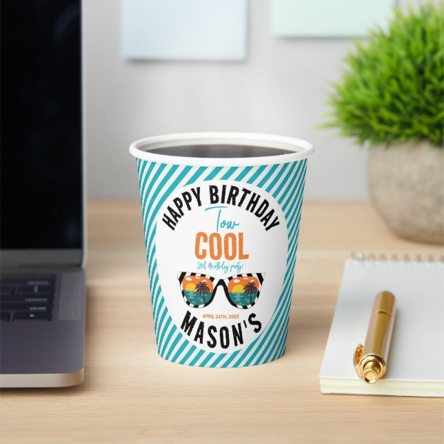 Two Cool Boy 2nd Birthday Party Paper Cups (Insitu)