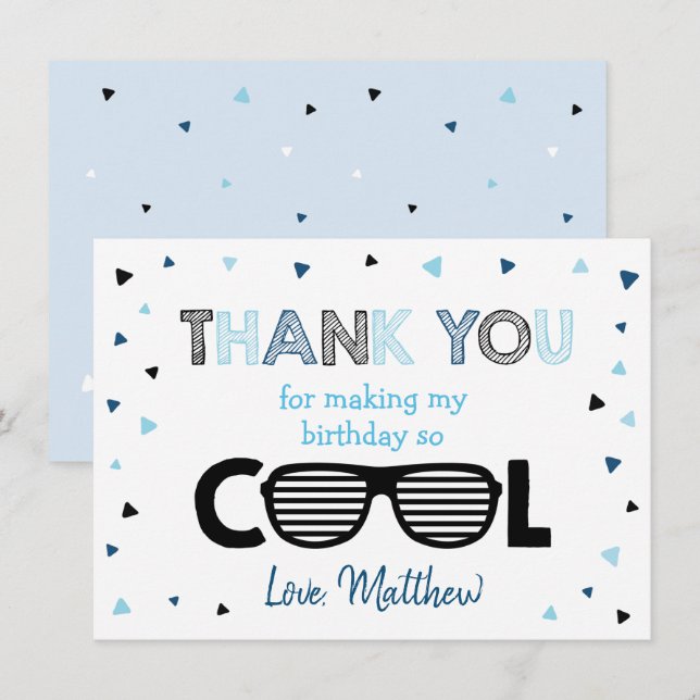 Two Cool Boy Summer Birthday Thank You Card (Front/Back)