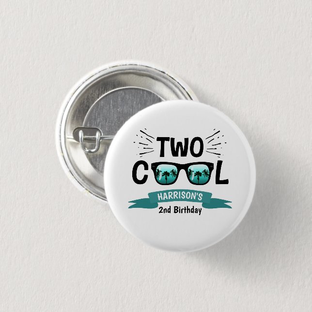 Two Cool Boys 2nd Birthday 1 Inch Round Button (Front & Back)