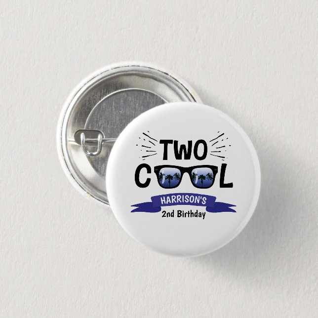 Two Cool Boys 2nd Birthday 1 Inch Round Button (Front & Back)