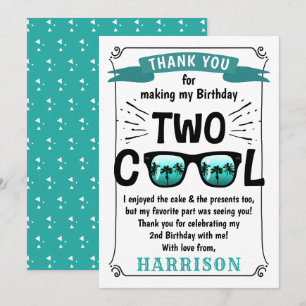 Two Cool Boys 2nd Birthday Thank You Card