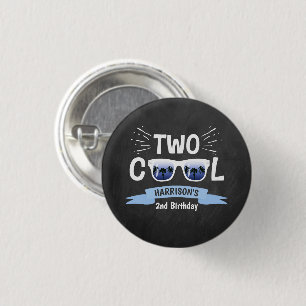 Two Cool Boys Chalkboard 2nd Birthday 1 Inch Round Button