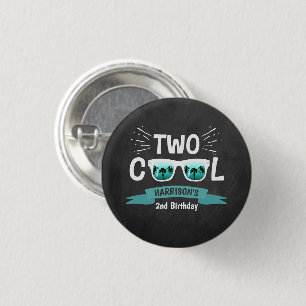 Two Cool Boys Chalkboard 2nd Birthday 1 Inch Round Button