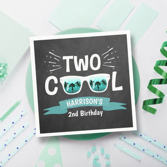 Two Cool Boys Chalkboard 2nd Birthday Napkin (Creator Uploaded)