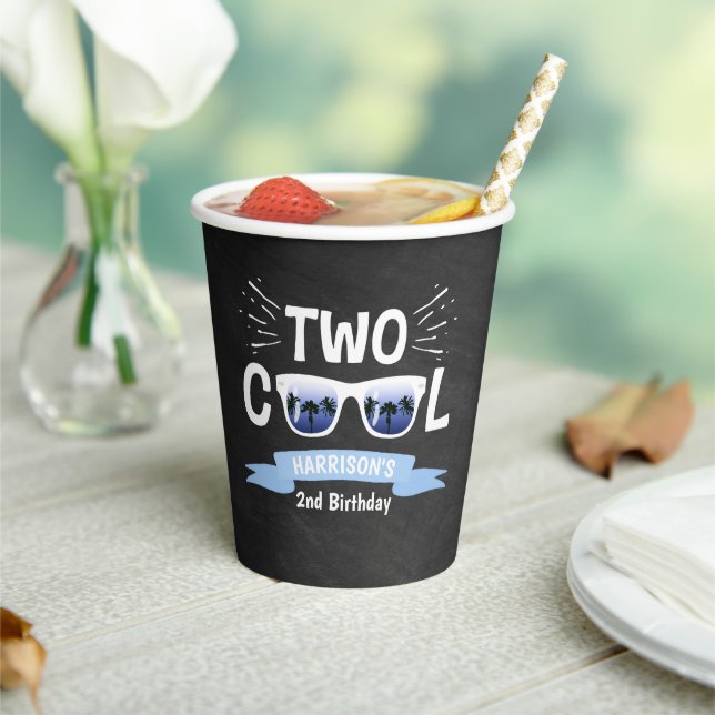 Two Cool Boys Chalkboard 2nd Birthday Paper Cups (Insitu)
