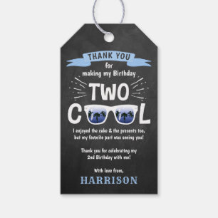 Two Cool Chalkboard Boys 2nd Birthday Thank You Gift Tags