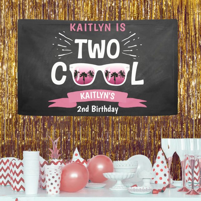 Two Cool Chalkboard Girls 2nd Birthday Banner (Creator Uploaded)