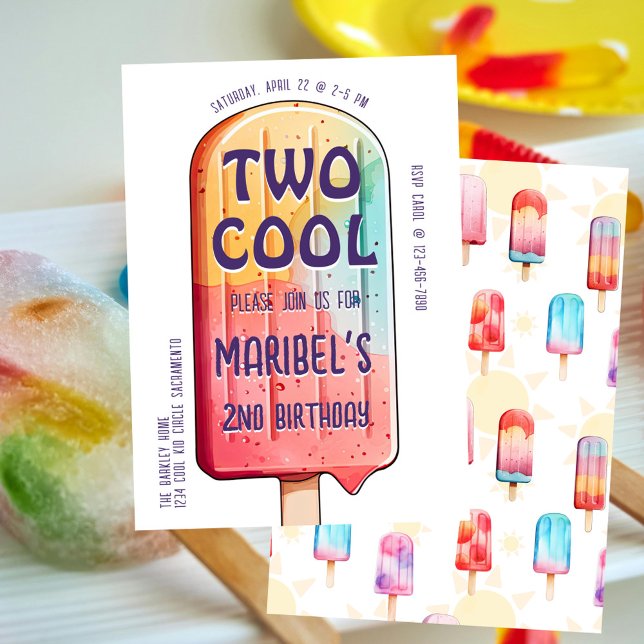 Two Cool Colourful 2nd Birthday Party Invitation (Creator Uploaded)