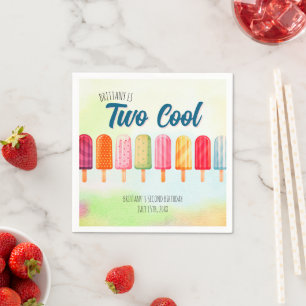 Two Cool Cute Popsicles Second Birthday Napkin