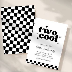 Two Cool, Dude!   Boys 2nd Retro Minimalist Party  Invitation