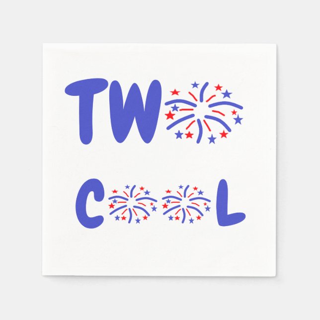 Two Cool Firework 2nd Birthday Napkin (Front)