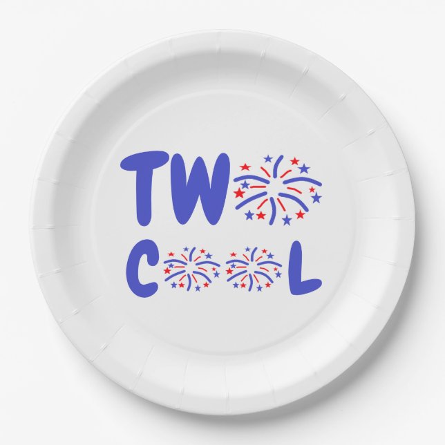 Two Cool Firework 2nd Birthday Paper Plate (Front)
