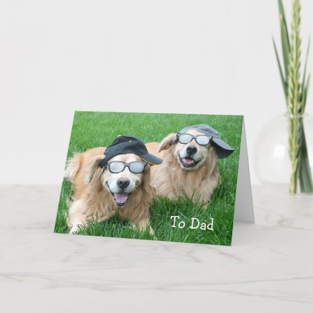 Two Cool Golden Retrievers Father's Day Card (Front)