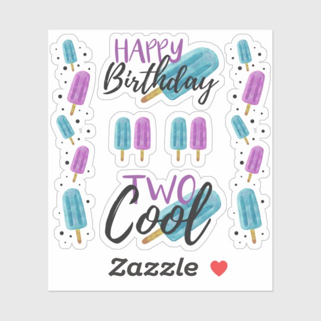 TWO COOL Kid's 2nd Birthday Ice Pop Scrapbook Page (Sheet)