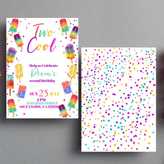 Two cool neon summer popsicle  Birthday Invitation (Creator Uploaded)