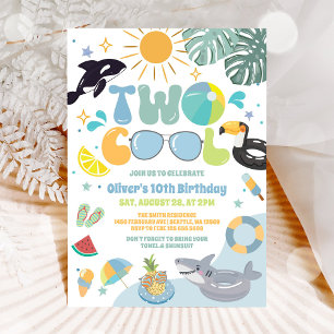 Two Cool Pool Party Summer 2nd Birthday Invitation